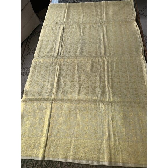 New Indian silk dupatta long woven with gold thread stole scarf - Picture 1 of 9